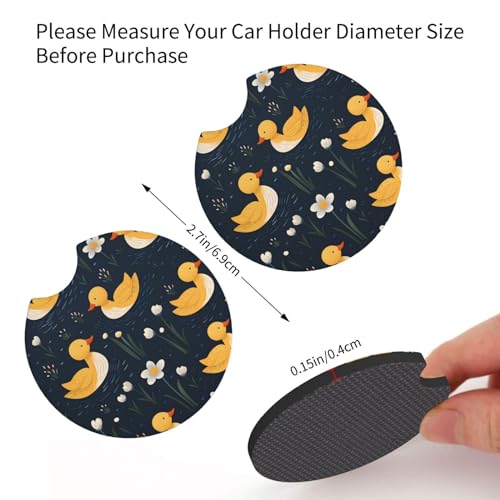 Portavasos para auto 2 pack, patito amarillo de neopreno absorbente miniatura 2