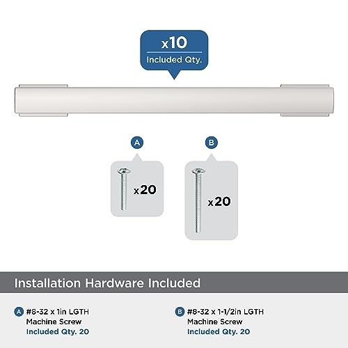 Image of Amerock 10 Pack 5-1 /16 inch Triomphe Polished Chrome Drawer Pull | 5-1 /16 inch (128mm) Center-to-Center Mounting Distance and 6-1 /16 inches Overall Length, Durable Zinc Cabinet Hardware
