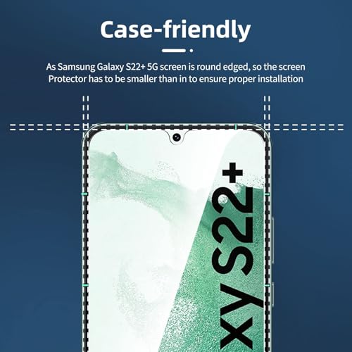 Image of NEW'C 3 Pack Designed for Samsung Galaxy S22+ / S22 Plus, Screen Protector Tempered Glass, Case Friendly Scratch Resistant,Bubble-Free, Ultra Resistant