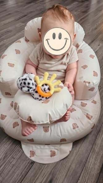 Miniatura 3 de Asiento inflable para bebé con bandeja para bebés de 3 a 36 meses, bomba de aire integrada, asiento de apoyo para bebé, silla de verano para