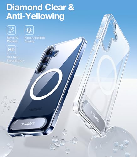 Image of TORRAS for Samsung Galaxy S25 Plus Case, Magnetic & Seamless Stand, Clear