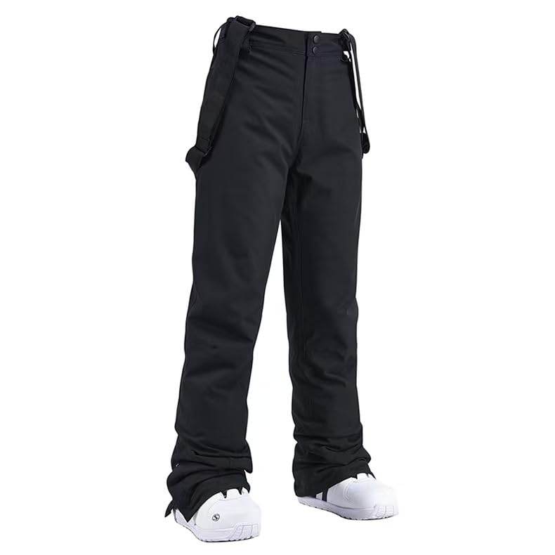 Mitef Unisex wodoodporne, wiatroszczelne, izolowane spodnie śniegowe regulowane szelki narciarstwo snowboard ciepły sprzęt outdoorowy, czarny, rozmiar S.