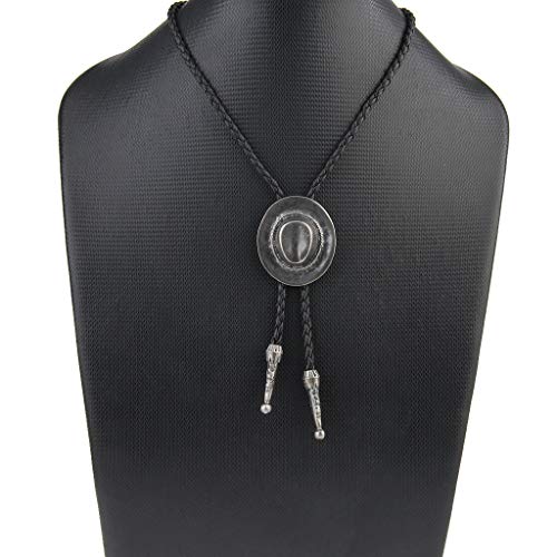 Image of GelConnie Bolo Ties for Men Women Western Cowboy Tie Mens Western Necklace Leather Necktie Gold Bolero Tie Cowboy Necklace