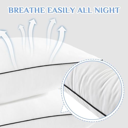 JOLLYVOGUE Pillows Standard Size Set of 4, Collection Bed Pillows for Sleeping, Hotel Quality Pillows for Side, Back and Stomach Sleepers, Soft Supportive Oeko-Tex Certified Down Alternative Filling