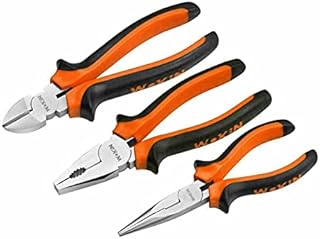 TOOLSTEK WOKIN 3pcs Pliers Set Heavy Duty 6'' Long Nose 6'' Diagonal Cutter Plier 7'' Insulated Combination Pliers Soft Grip Handle Tools Combination Cable Wire Cutting Pliers, Red