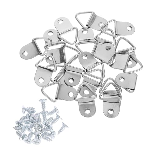 Image of DOITOOL 20 Sets Triangle Buckle for Discreet Picture Hanging Versatile Frame Hooks for Oil Paintings Certificates Home Decor Durable Hardware Included
