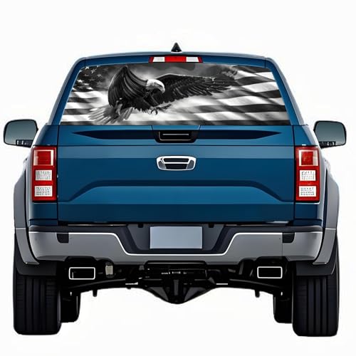 Image of Rear Window Decals for Trucks - 65x17.3 in Back Window American Flag Decals Fit Most Pickup Trucks SUV, Vinyl Back Window Decal Truck Rear Window Graphics for Personalized