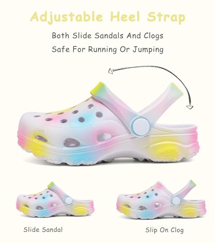 Image of Boys and Girls Tie Dye Clogs for Kids,Unisex Eva Mules for Big Kid,Little Kid,Boy and Girl Closed Toe Slide Sandals,Black and White