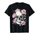 Floral Sugar Skull Rose Flowers Skeleton Halloween Men Women T-Shirt
