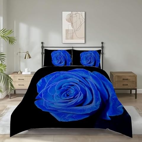 Tokokimo Blue Rose Floral Duvet Cover Set Cover