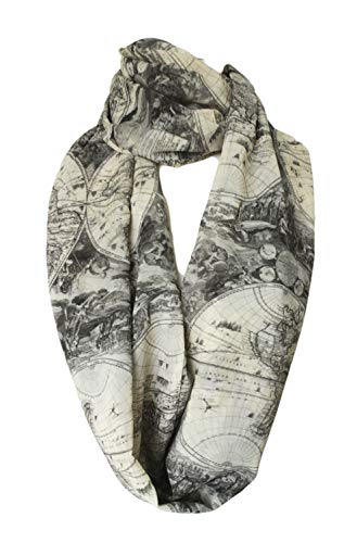 Etwoa Old World Map Print Infinity Scarf Circle Scarf3