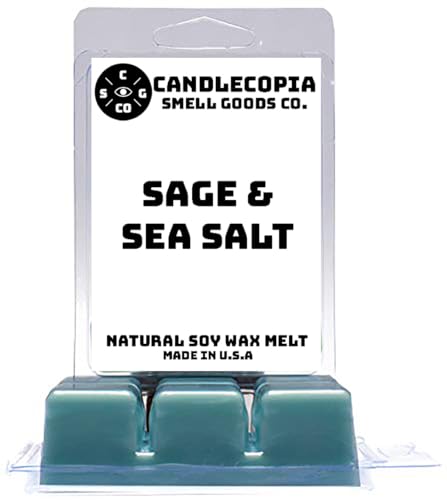 Candlecopia White Sage & Sea Salt Strongly Scented Hand Poured Vegan Wax Melts, 12 Scented Wax Cubes, 6.4 Ounces in 2 x 6-Packs