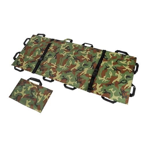 応急処置ソフト担架、オックスフォード布折りたたみストレッチャー、ダブルハンドル担架ポータブル、ポータブル輸送患者ソフトストレッチャー、介護者、寝たきり、高齢者用 カモフラージュ 180cm*70cm