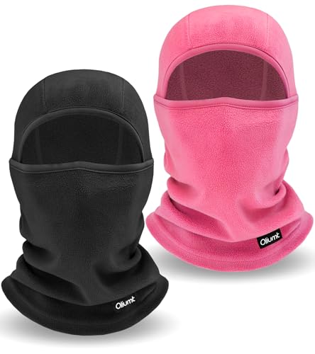 Oliumt Balaclava Ski Mask for Men & Women - Winter Face Mask with Multiple Wear Styles - for Outdoor Sports & Cold Weather (US, Alpha, One Size, Black/Rose Pink)