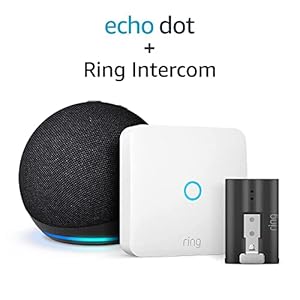 Ring Intercom + Batería recargable de liberación rápida extra de Amazon | Mejora tu interfono; instalación por cuenta propia (se requiere un interfono compatible) + Echo Dot (5.ª generación)