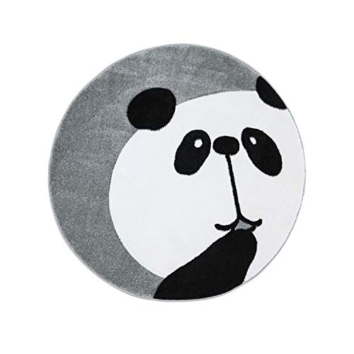 MyShop24 Teppich Kinderteppich mit Panda-Bär Hochwertig in schönem Design in 4 Farben für Kinderzimmer, Größe in cm:120 x 120 cm rund, Farbe:Grau Cover
