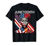juneteenth donna africana nera bandiera americana libertà maglietta