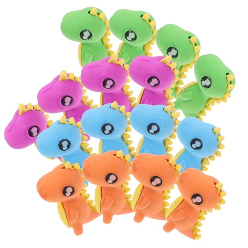 EXAOMBLE 24個 恐竜型ミニ消しゴム 向けかわいい文房具 学校用クラス賞品 楽しい動物デザイン 学習を楽しくする軽量コンパクト消し