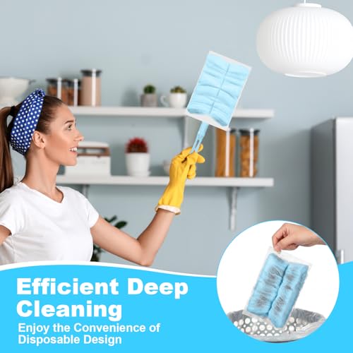 Image of Mimorou 50 Pcs Disposable Dusters Refills Bulk Heavy Duty 180 Multi Surface Replacement Dusters for Cleaning Ceiling Fan with Microfibers Unscented (Blue Color)