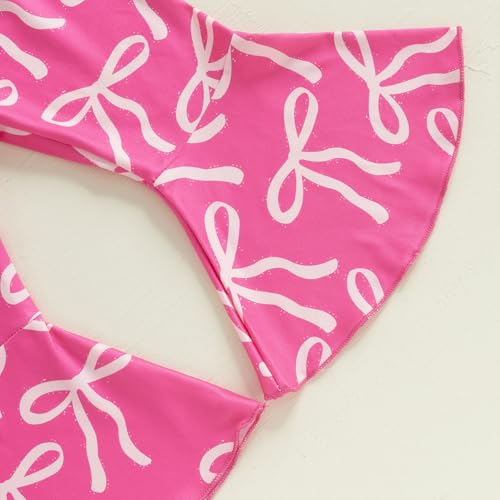 3Pcs Baby Girl 1st Birthday Outfit Bow Ruffle Short Sleeve Romper T-Shirt Bell Bottom Pants Summer Clothes Set4
