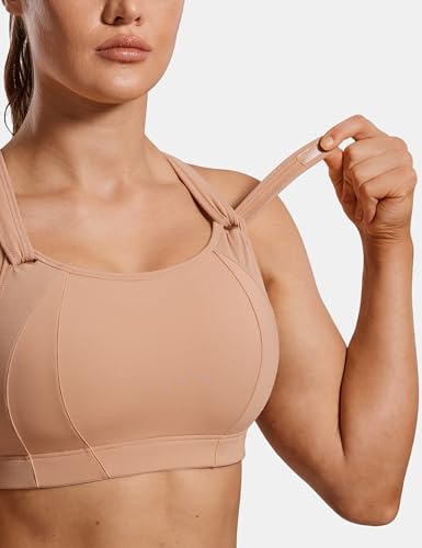 Image of SYROKAN Women's Sports Bra Front Adjustable Padded | High Impact, Racerback, Wireless, Plus Size, Full Coverage, Running Bra