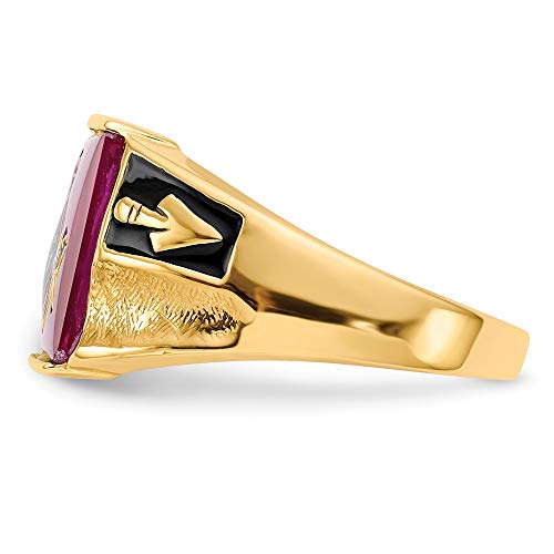 14K Yellow Gold Men's Synthetic Ruby Masonic Ring3