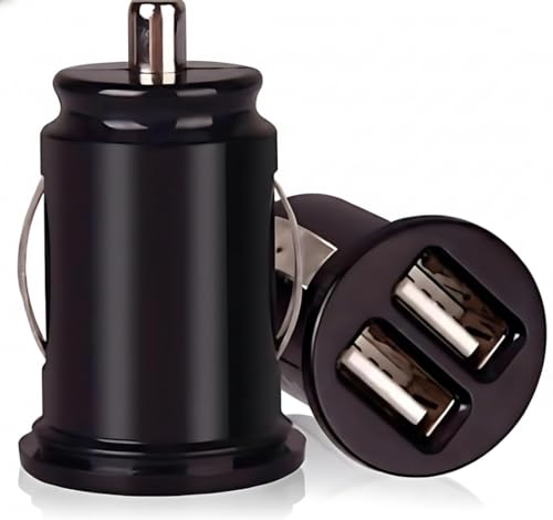 Fast USB Car Charger Dual Port Car Adapter 12V/24V Cigarette Lighter Socket Charging Plug Compatible with i-Phone, Samsung and Android phones (Pack of 2)
