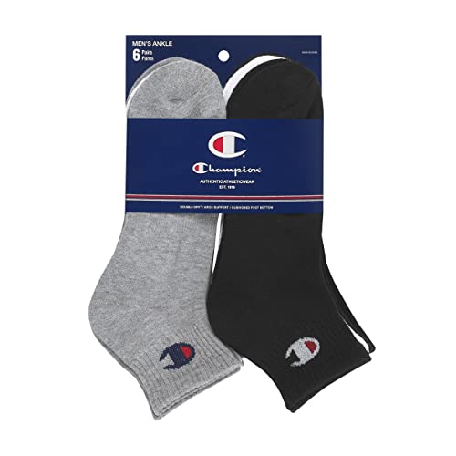 Champion Men's Ankle Socks – 6-Pack Moisture-Wicking Athletic Socks with Cushioning & Arch Support (Size 6-12)4