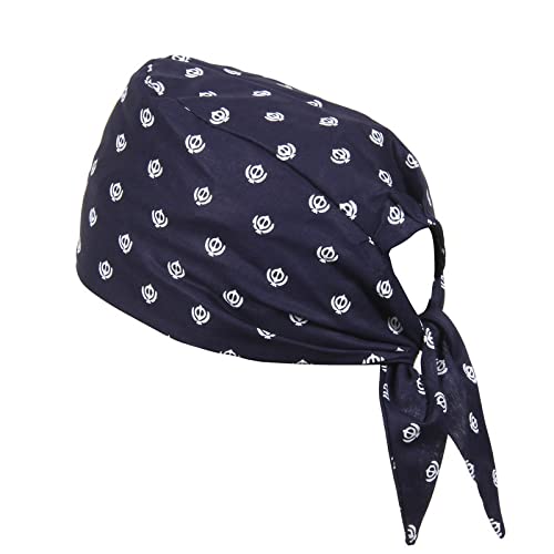BISMAADH Bamboo Cotton Sikh Symbol Khanda Printed Patka Durag Headcover Skull Cap Beanies