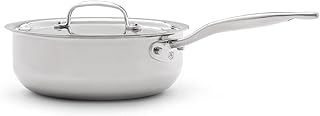 Heritage Steel 3 Quart Saucier - Titanium Strengthened 316Ti Stainless Steel with 5-Ply Construction - Induction-Ready and Fully Clad, Made in USA