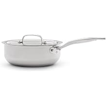 Heritage Steel 3 Quart Saucier - Titanium Strengthened 316Ti Stainless Steel with 5-Ply Construction - Induction-Ready y Clad, Made in USA