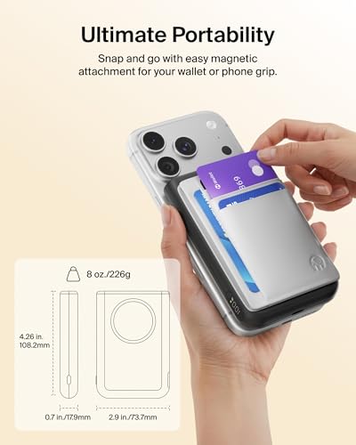 Belkin MagSafe Power Bank 10,000mAh, Qi2.2 25W Portable Charger w/Kickstand, Magnetic Back Supports MagSafe Accessories,