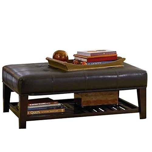 Coaster Furniture Faux Leather Tufted Ottoman With Storage Shelf Brown And Cappuccino 500872 #TOP4