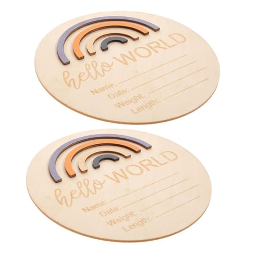 ULDIGI Wooden Baby Month Cards Announcement Board Round Newborn Name Sign Name Announcement Sign for Shower Decor