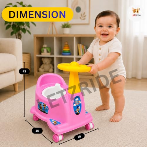 Image of Baby Potty Training Seat with Wheels & Steering | Ride On Potty Chair for Toddlers | Removable Bowl, BPA Free, Non-Toxic, Portable Toilet Trainer for Boys & Girls 6 Months to 3 Years | Pink