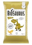 Biosaurus - Pack de 12 Bolsas de 50 Gr - Snack Ecológico de Maiz con Queso - Apto para Veganos