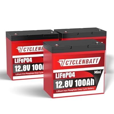 CYCLENBATT 3 Pack 12V 100Ah Mini Lithium Battery, 15000 Cycles Lifepo4 Battery 12V with Low-Temp Protection Built in 100A BMS, 100Ah Lithium Battery Great for Trolling Motor, RV, Marine, Off-Grid