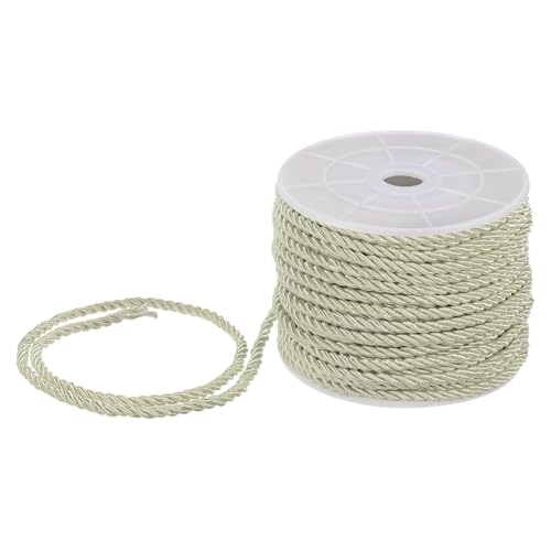 M METERXITY 22 Yards Twisted Rope Trim, 3mm/0.12" Beige Soft Polyester Twisted Silk Rope Cord 3-Ply Decorative Cord for Gift Bag/DIY Crafts/Home Decor/Curtain Tieback