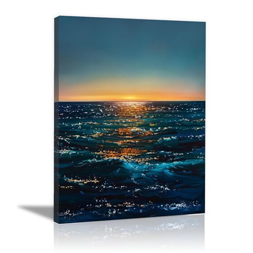 Tableau decoration murale coucher de soleil encadré 70x100 pour salon et bureau moderne