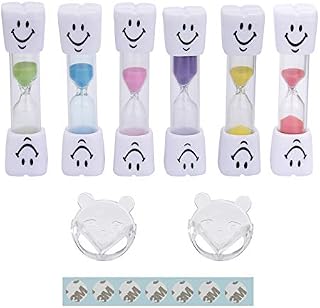 6 PCS Smiley Sand Timers for Children, Hourglass Timer for Kids Tooth Brushing, Cultivate Time Concept, Kitchen Cooking, Plastic, 2 Minutes, 3 Minutes, Send 2 Safety Corner Protectors