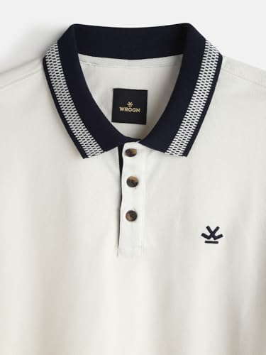 Image of WROGN Men's 100% Cotton Polo T-Shirt | Solid Style | Slim Fit