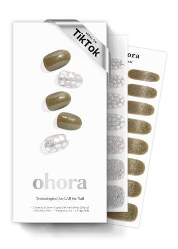 ohora Semi Cured Gel Nail Strips | Green, Chrome | N Olive Glow