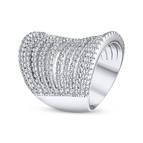 Bague armure intégrale argent .925 grand anneau cocktail zircon pour ado - 2