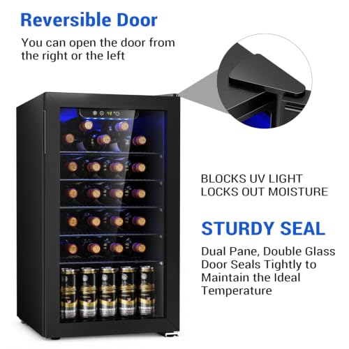 Image of Antarctic Star Wine Cooler Cabinet Beverage Refrigerator 3.2cu.ft Black