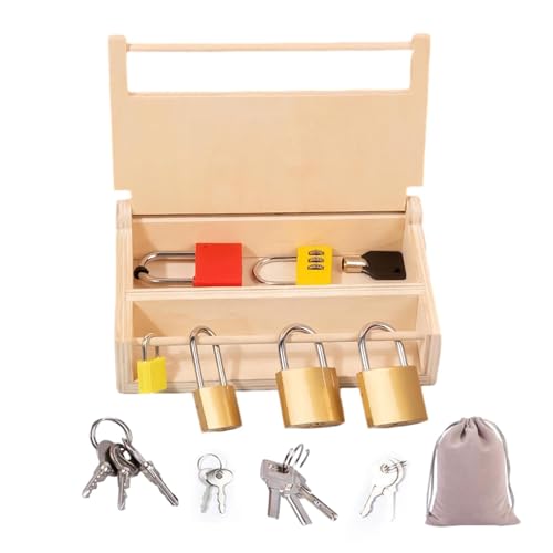 Cerradura Y Llave Juguetes Para Niños - Material de Aprendizaje de Madera | Juguetes de habilidades motoras interactivas, juego educativo de bloqueo educativo, herramienta educativa temprana creativa