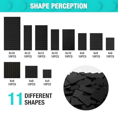 Classic Building Plates 110 Pieces 11 Sizes Multipacks - Compatible with All Major Brands, Flat Platform Base for Moc Bu