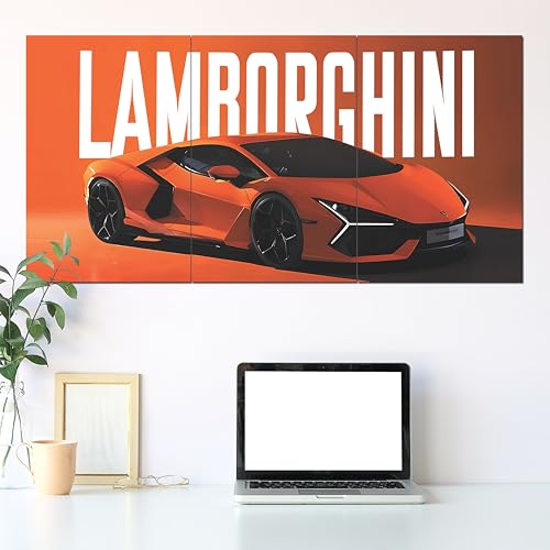 Image of Posternet Super Car Split Poster Set, 12 inch x 18 inch, Split Design Wall Decor Posters For Bedroom, Living Room, Office. (Lamborghini)