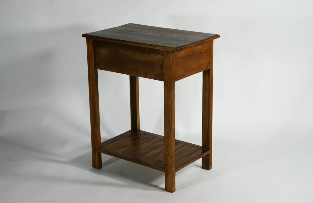 Amazon｜チーク無垢 サイドテーブル 花台 チーク材 無垢材 チーク T