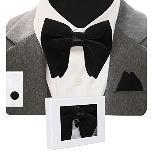 Set de Corbata de Moño, Pañuelo y Gemelos para Hombre