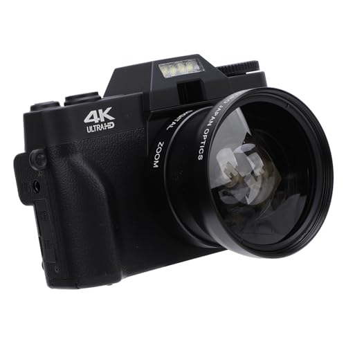 4K Digital Camera for Photography, 56MP 270 Flip Screen 16X Zoom Compact Camera with Battery and Wide Angle Lens, Black
